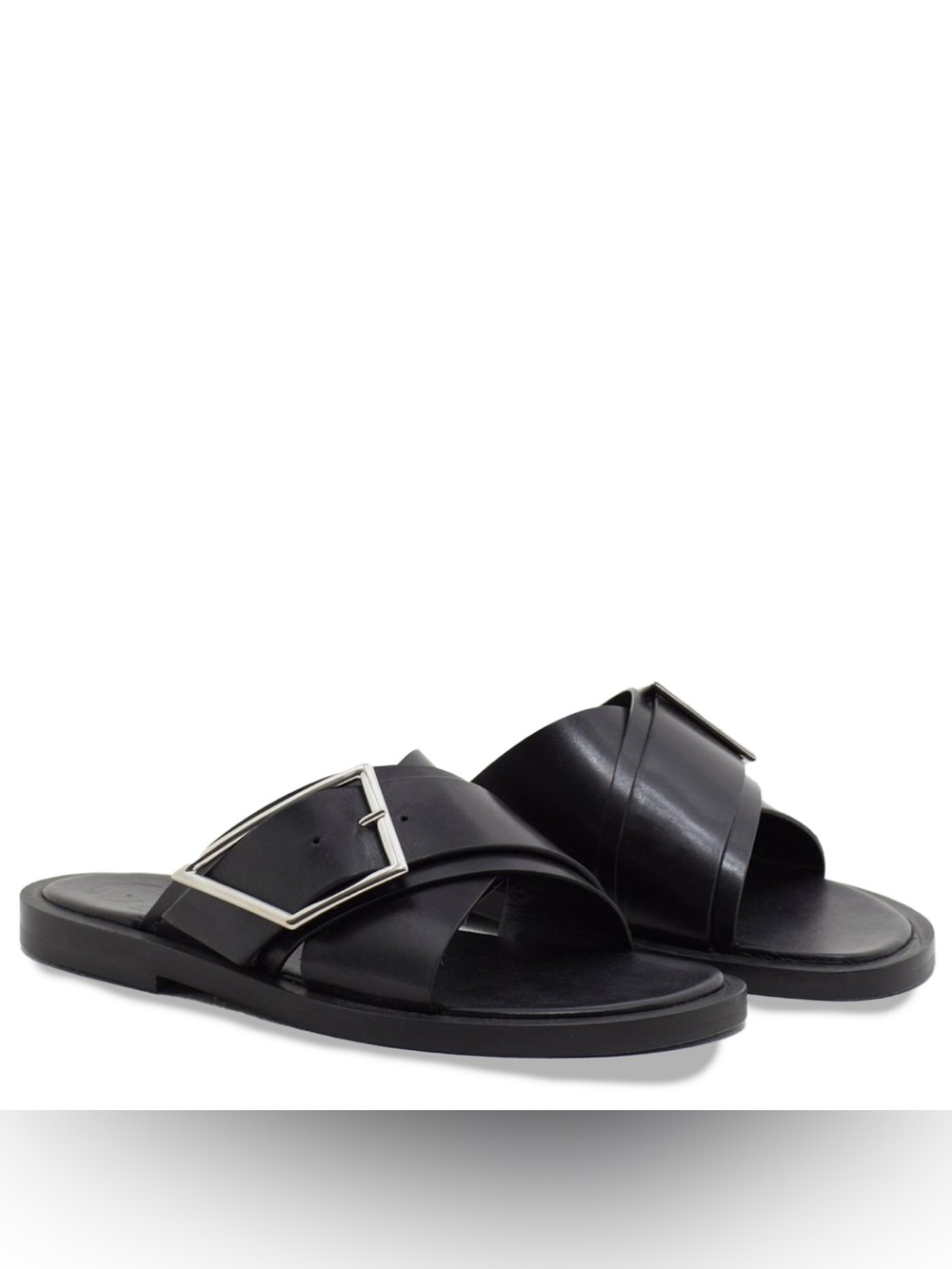 CLOSED
Black Leather Double Strap Buckle
Slide Sandals Size 38
